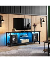 Wlive Tv Stand for 55 65 Inch Led Entainment Center with Storage Console Bedroom and Living Room Gaming Midea Lights Gl