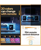Wlive Tv Stand for 55 65 Inch Led Entainment Center with Storage Console Bedroom and Living Room Gaming Midea Lights Gl