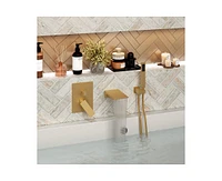 Casainc Doux Wall Mounted Waterfall Tub Spout with Diverter and Handheld Shower Head