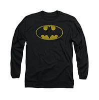 Batman Big & Tall Washed Bat Logo Long Sleeve Adult Tee / T-Shirt