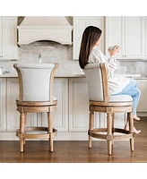 Maven Lane Pullman Counter Stool, Weathered Oak Finish & Sand Color, Set of 3