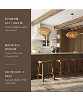 Maven Lane Vincent Wooden Rustic Aesthetic Kitchen Counter Stool, Set of 2