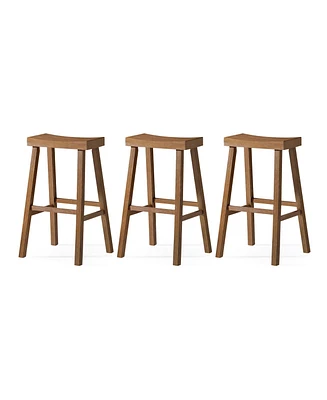 Maven Lane Vincent Wooden Rustic Aesthetic Kitchen Bar Stool, Set of 3