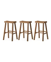 Maven Lane Vincent Wooden Rustic Aesthetic Kitchen Bar Stool, Set of 3