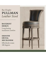 Maven Lane Pullman Bar Stool in Reclaimed Oak Finish, Ronan Stone, Set of 2
