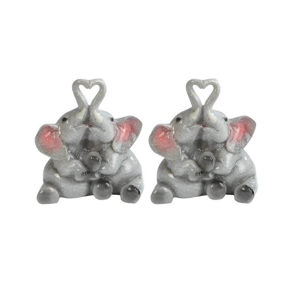 Fc Design "2-pc Set" 5"H Lovely Elephant Couple with Trunk Heart Figurine Statue Ornament Home Room Office Decor and Perfect Ideas for Housewarming, H