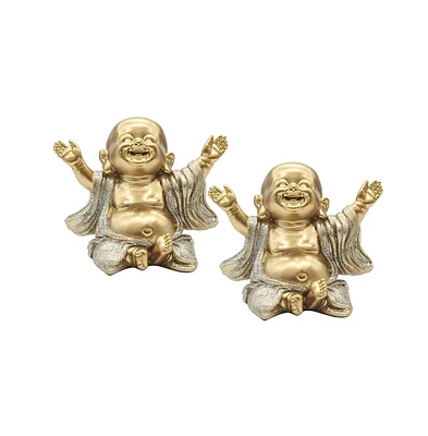 Fc Design "2-pc Set" 4.75"H Gold and Silver Maitreya Buddha Statue Happy Buddha Figurine Statue Ornament Home Room Office Decor and Perfect Ideas for