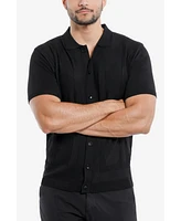 Spring + Mercer Men's Classic Ribbed Texture Polo Sweater