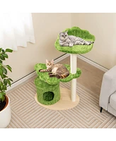 Gymax 38'' Cute Cat Tree Cat Condo Furniture w/ Fully Wrapped Sisal Scratching Posts