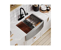 Casainc 33inch L x 22inch W Stainless Steel Kitchen Sink with Grid, Cutting Board and Dish-Drying Rack