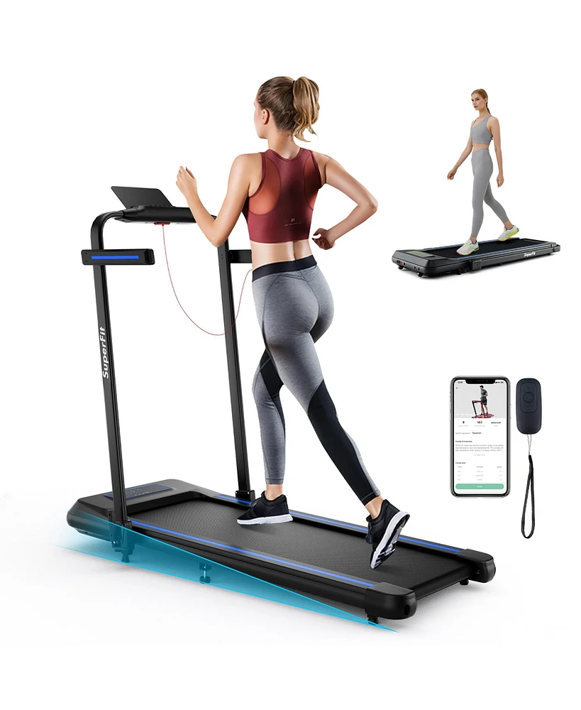 Gymax 2 in 1 Folding Treadmill w/ Incline Remote Control App & Led Display