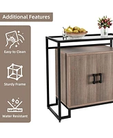 gaomon Modern Farmhouse Buffet Sideboard with Ample Storage Space & Steel Frame for Kitchen