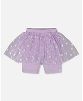 Deux par Toddler Girls Crinkle Biker Short With Flower Mesh Skirt Lilac White Flowers - Toddler|Child