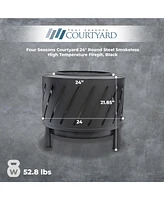 Four Seasons Courtyard 24" Round Steel Smokeless High Temperature Firepit, Black