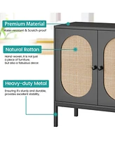 gaomon Rattan Buffet Cabinet, Sideboard Cabinet with Adjustable Shelves