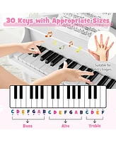 Gymax 30-Key Classic Baby Grand Piano Toddler Toy Wood w/ Bench & Music Rack