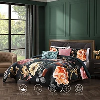 Bebejan Botanical Birds Bedding 200 Thread Count 100% Cotton Sateen 5 Piece King Size Reversible Comforter Set