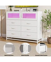 gaomon Dresser for Bedroom with Led Lights and Charging Station