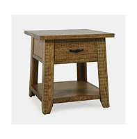 Jofran Telluride Rustic Farmhouse Solid Wood End Table with Storage