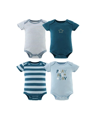 The Peanutshell Baby Boys Short Sleeve Cotton Bodysuits Boys, Star Stripe