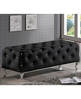 Baxton Studio Stella Crystal Tufted Black Leather Modern Bench