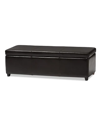 Baxton Studio Dark Brown Faux Leather Storage Bench Ottoman with Stitching