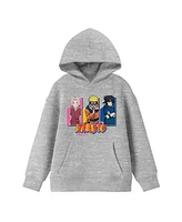 Naruto Boys Classic Team Seven Long Sleeve Athletic Gray Youth Hooded Sweatshirt-xl