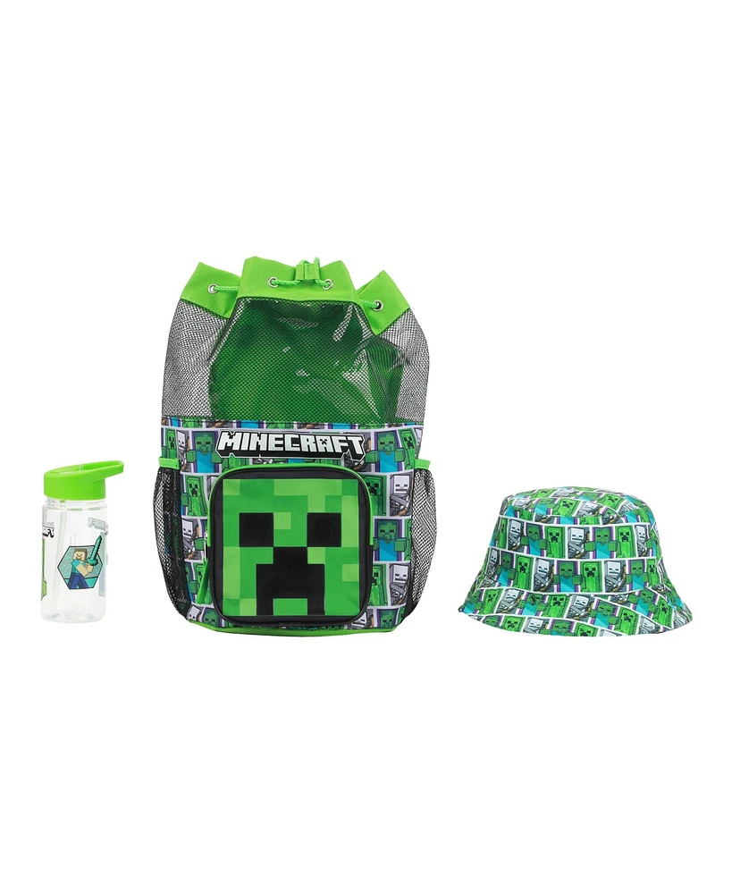 Minecraft Creeper 3-Piece Green Swim Beach Backpack Set