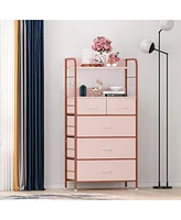 5 Drawers Dresser for Bedroom, Chest of Drawers with Shelf