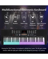Gymax 61-Key Electronic Keyboard Piano w/ 300 Rhythms 300 Timbres 50 Demo Songs