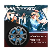 Pyle 8'' Amplified Car Subwoofer Enclosure, 400W, Carpeted