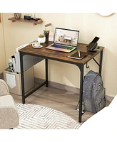 Gouun 32 Inch Home Office Desk with Charging Station Storage Bag and Headphone Hook