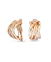Bling Jewelry Classic Open Criss Cross Twist Wire Celtic Knot Weave Wide Half Hoop Clip On Earrings Non Pierced Ears