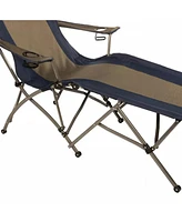 Kamp-Rite Kamp-Kamp-Rite Portable Folding Outdoor Soft Arm Lounger Camp Beach Chair, Navy/Tan Portable Folding Outdoor Soft Arm Lounger Camp Beach Cha