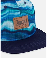 Deux par Deux Baby Boys Printed Cap Blue Wave And Black