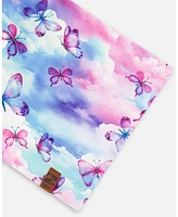 Deux par Deux Baby Girls Printed Neck Tube Butterflies On Multicolored Background