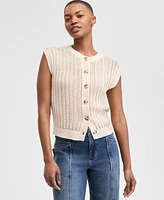 And Now This Petite Open-Knit Cap-Sleeve Cardigan, Exclusively at Macy's