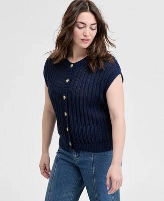 And Now This Women's Open-Knit Button-Front Cardigan Sweater, Exclusively at Macy's
