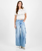 And Now This Women's Scoop-Neck Short-Sleeve Lace Top, Regular & Petites