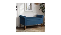 The Pop Home Upholstered Storage Bench with Rolled Armrests, Foam Cushioned Seat, Flip-Top Storage-The
