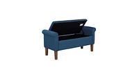 The Pop Home Upholstered Storage Bench with Rolled Armrests, Foam Cushioned Seat, Flip-Top Storage-The