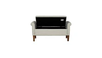 The Pop Home Upholstered Storage Bench with Rolled Armrests, Foam Cushioned Seat, Flip-Top Storage-The Pop Home