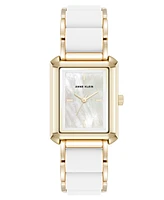 Anne Klein Women's Quartz White Silicone and Gold-Tone Metal Alloy Bracelet Watch, 26mm