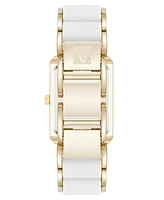 Anne Klein Women's Quartz White Silicone and Gold-Tone Metal Alloy Bracelet Watch, 26mm
