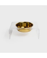 Hiddin Clear Single Dog Bowl Feeder with Gold