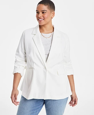 On 34th Trendy Plus Longline Ponte-Knit Blazer, Created for Macy's