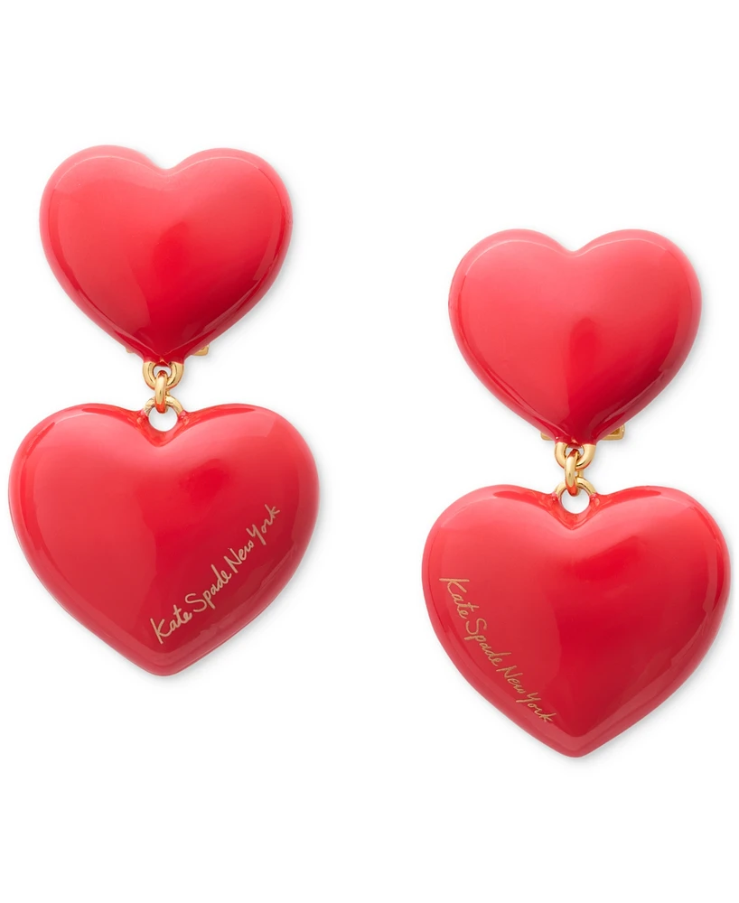 Kate Spade New York Enamel Graduated Double Heart Drop Earrings