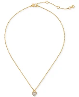 Kate Spade New York Cubic Zirconia Heart Pave Pendant Necklace, 16" + 3" extender