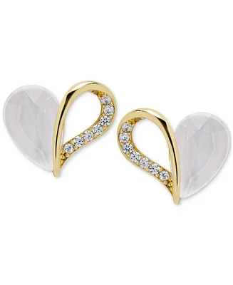 Lab Grown White Sapphire Heart Stud Earrings (3-7/8 ct. t.w.) in 14k Gold-Plated Sterling Silver