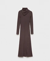 Mango Women's Ribbed Lapel Collar Dress